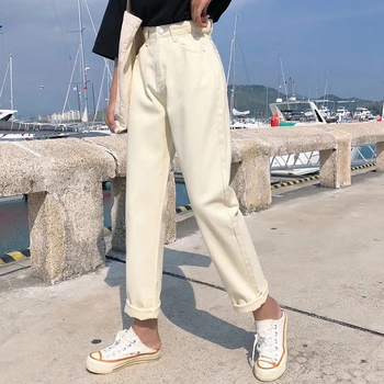 

Apricot Jeans Harem Pants High Waist Jeans Woman Plus Size Pantalones Jeans De Mujer Cintura Alta Vintage Blue Jean Femme Casual