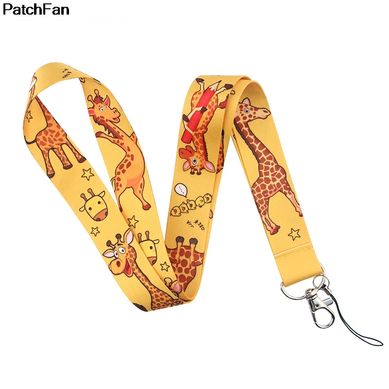 A2605 Patchfan Мультяшные Животные Жираф ремешок для шеи ремешки для безопасности отрыва для мобильного телефона USB ID бейдж держатель ключ