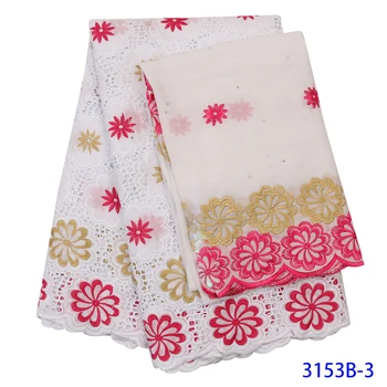 

5 Yard Swiss Lace Fabric 2019 Latest Heavy Beaded Embroidery African Cotton Fabrics Swiss Voile Lace Popular Dubai Style