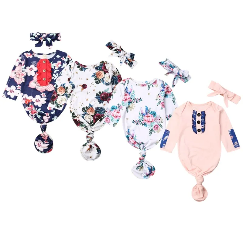 

New 2Pcs Infant Baby Girl Swaddle Blanket Sleeping Bag Swaddle Grown Wrap+Headband Set