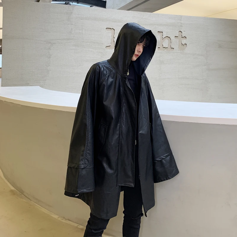 WHITNEY WANG осенне-зимняя модная уличная стильная искусственная мужская кожаная куртка с капюшоном стильное пальто из искусственной кожи ветровка верхняя одежда