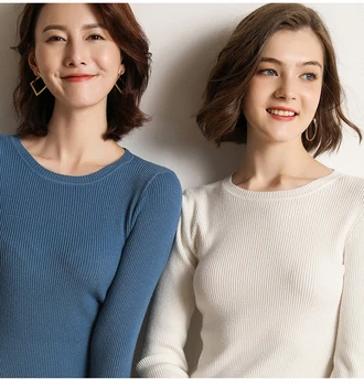 

Knitted bottoming sweater sweater women take 2020 new low round neck short paragraph hooded slim long sleeve shirt women