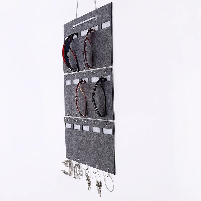 2Pcs Felt Glasses Jewelry Organizer Sunglasses Organizer Storage Hanging Bag Sunglasses Eyeglasses Display Show Holder Eyewear H