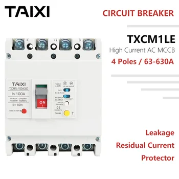 

Circuit Breaker M1LE MCCB Residual Current 100mA 300mA Ajustable Leakage RCBO 3P 4 Poles 63A 100A 160A 225A 250A 400A 630A CB