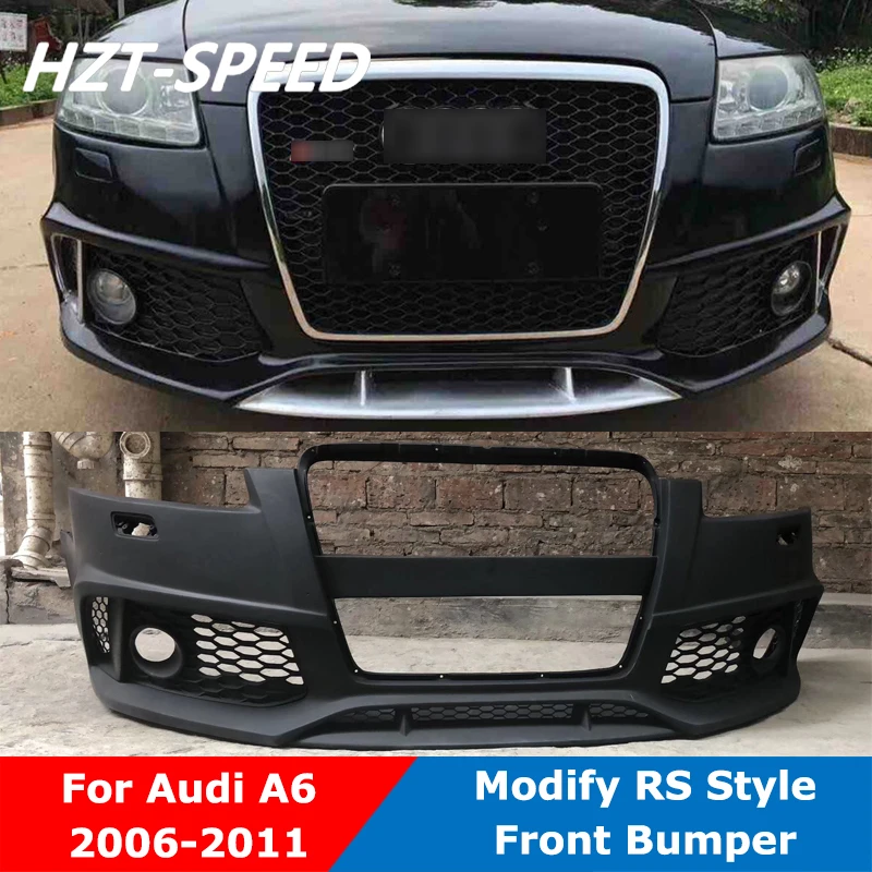 PU Unpainted Car Body Kit Front Bumper Foglight For Audi A6 A6L Modify