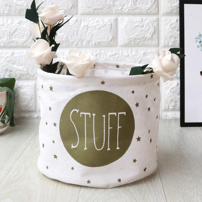 Cotton Linen Desktop Storage Basket Mini Cute Jewelry Scarf Socks Storage Bags Organizer 21X16CM - Цвет: 4