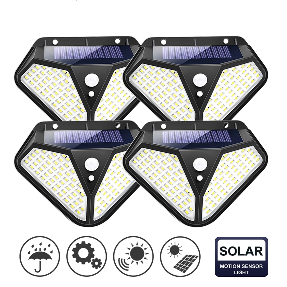 

NEW 102/100 LED Solar Powered Light 3 Modes PIR Motion Sensor Solar Wall Lamp Outdoor Waterproof Garden Yard Security Lights
