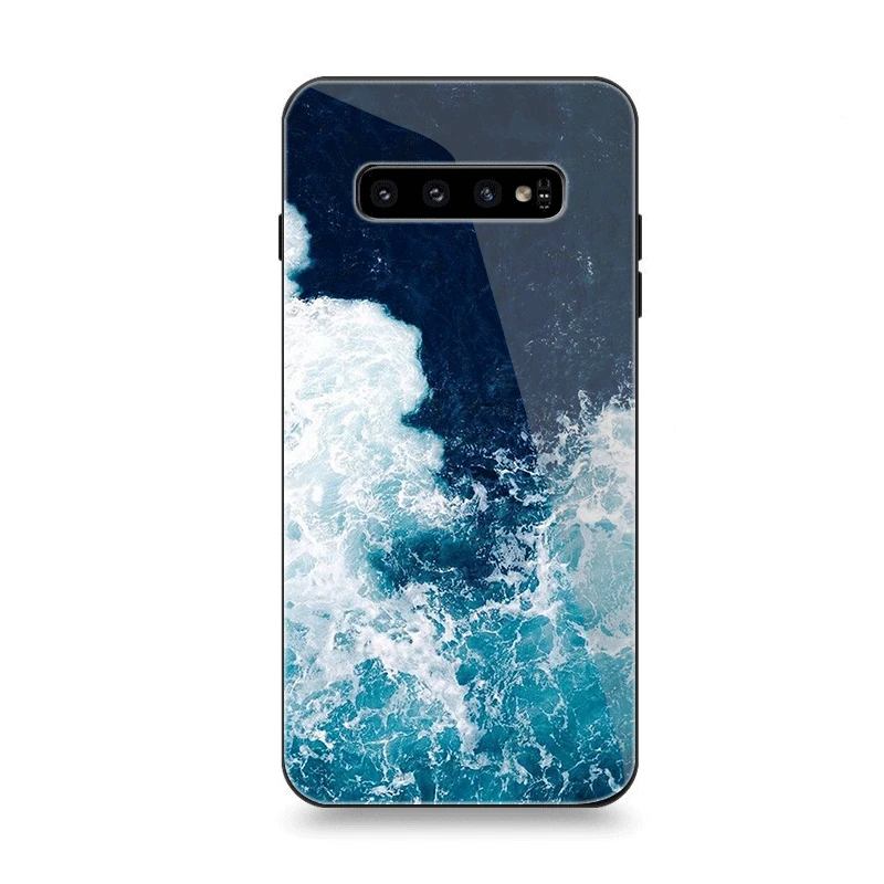 G10 Чехол для телефона Стекло для samsung A70 A50 A30 A40 A20 A60 A10 S7 край S8 S9 S10 Plus чехол с изображением побережья голубого моря красочный - Цвет: G10
