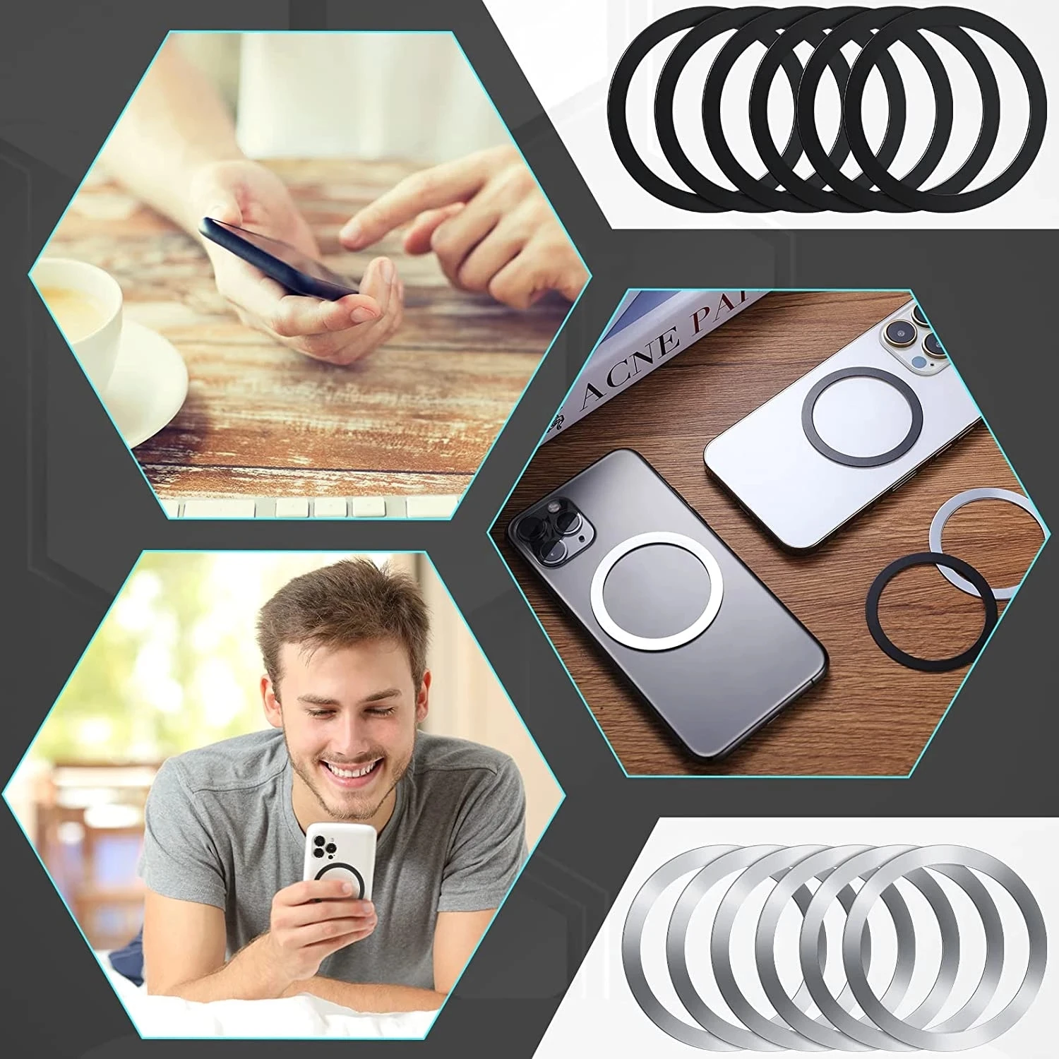 Universal Magnet Ring for Magnetic Phone Holders and Wireless Charging