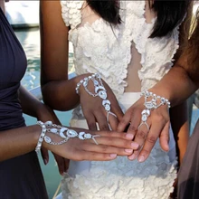 Свадебные хрустальные стразы, рабский браслет, браслет на запястье, Браслет-манжета и браслеты на запястье, женские вечерние ювелирные изделия с подвесками