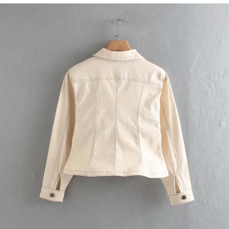 

Autumn New Products Youth WOMEN'S Dress Young Waist Hugging Car Line Fold-down Collar Short Coat Slimming Jacket Women's