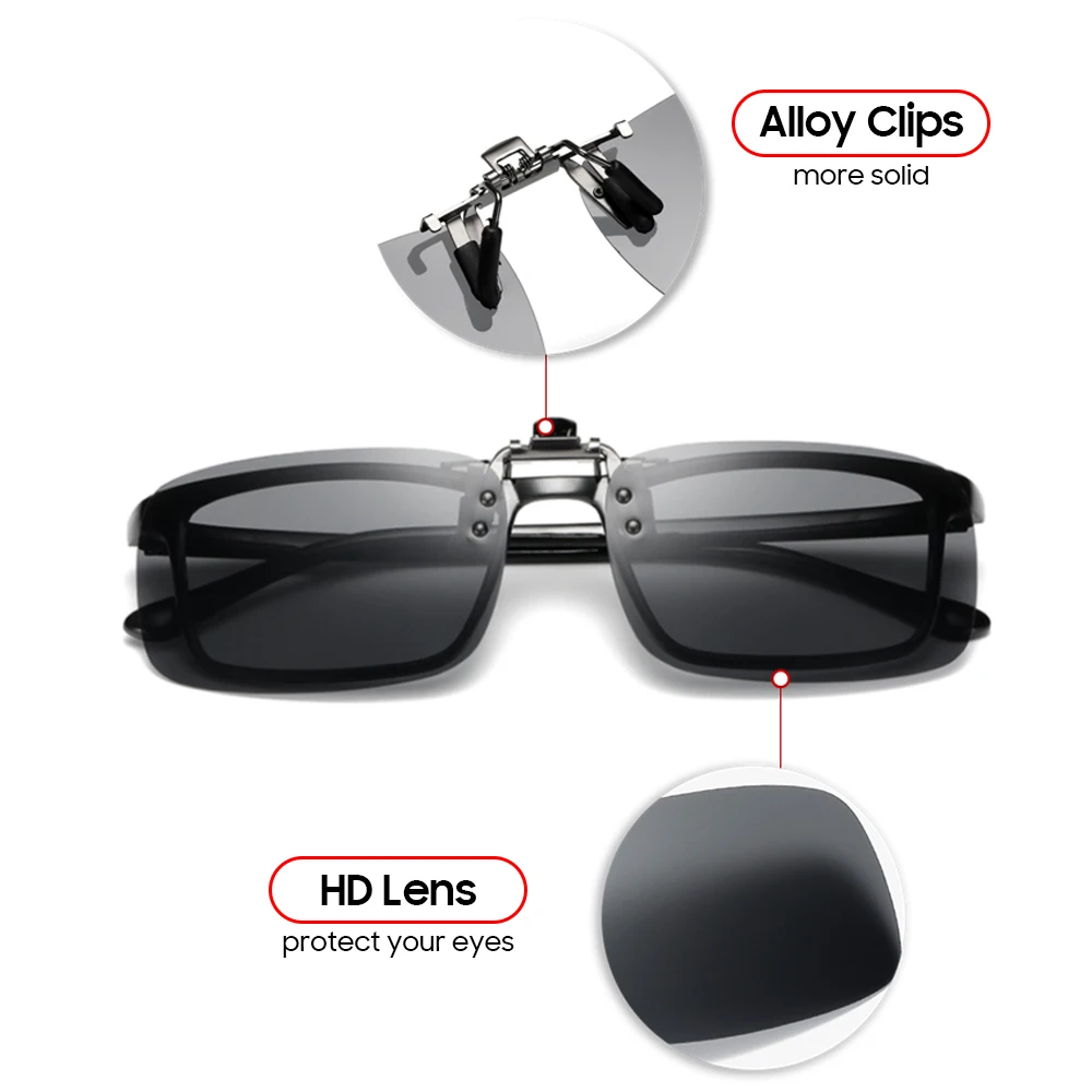 Polarized Sunglasses Night Vision Glasses Fishing Sunglasses Flip Up Clip on Sun Glasses Men Car Driving Eyelasses Female