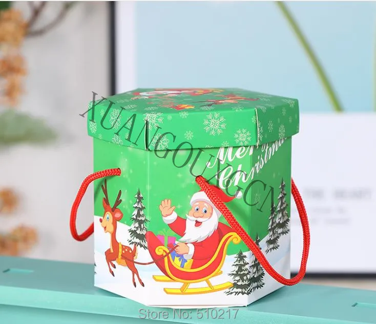 200pcs New year candy box paper apple Gift Box Santa Claus festival party favor ornament Christmas DIY Decoration ornament
