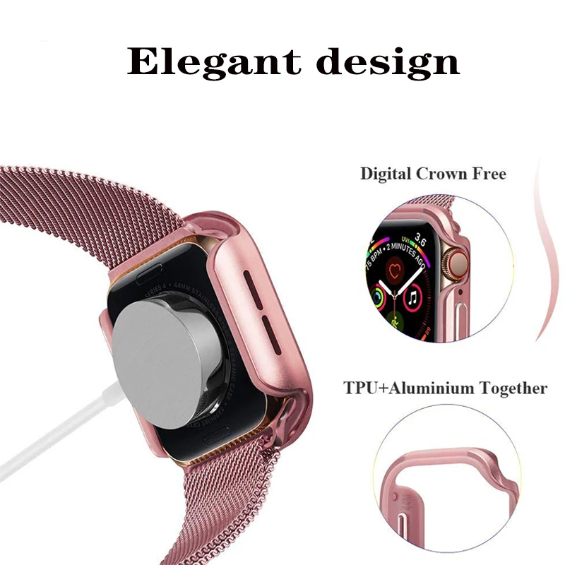 Часы чехол совместимый для наручных часов Apple Watch series 5 4 44/40 мм Алюминий сплав+ ТПУ защитный чехол противоударный бампер раковина для наручных часов iwatch