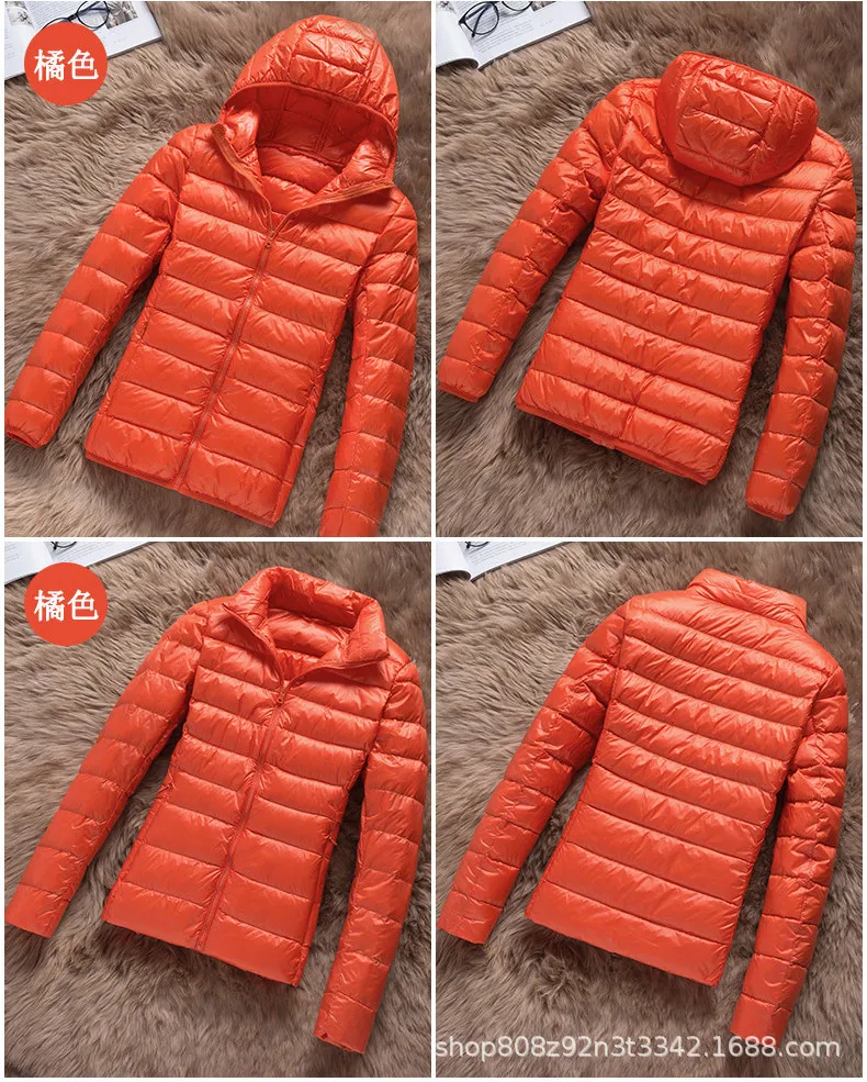 orange with hat ZOGAA, зимние женские парки, теплое короткое пальто с капюшоном, хлопковая стеганая куртка, женское приталенное однотонное пальто на молнии, верхняя одежда, базовые Топы - Цвет: orange with hat