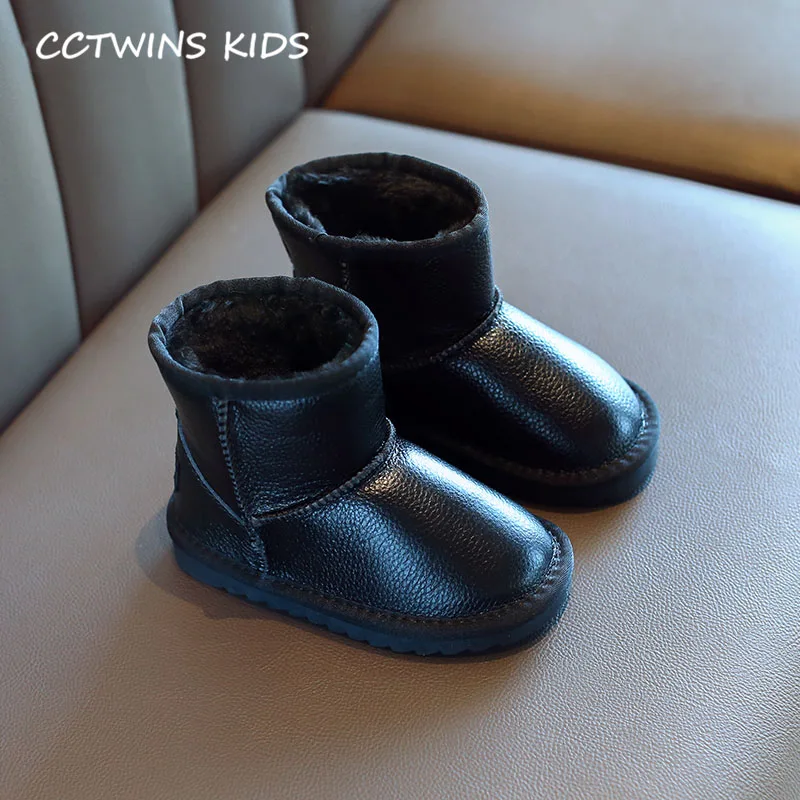 Черный CCTWINS/детская обувь; коллекция года; зимняя обувь из натуральной кожи для маленьких мальчиков; модные детские ботильоны; брендовые зимние ботинки для девочек; SNB118 - Цвет: Черный