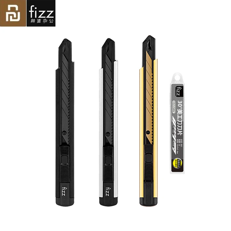 Youpin Fizz-cuchilla para arte de acero al carbono, hoja de Metal dorado con diseño de bloqueo automático, ángulo afilado con cuchilla de fractura para el hogar