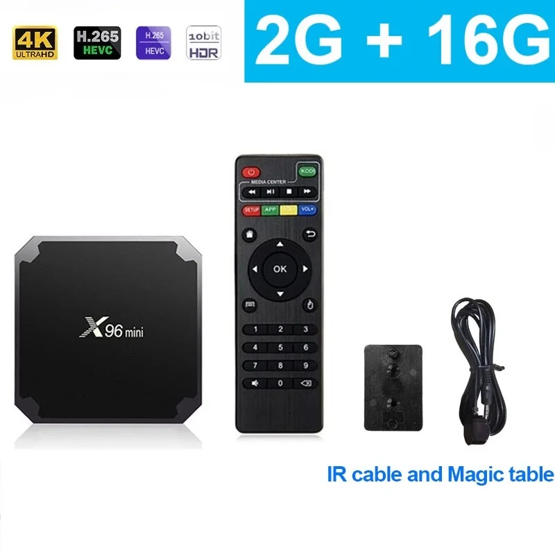 X96 мини четырехъядерный WiFi 2,4 ГГц X96mini ТВ-приставка 4K HD ТВ-приставка Android 7,1 2 Гб 16 Гб смарт-ТВ приставка Amlogic S905W - Цвет: 2G16G IR cable
