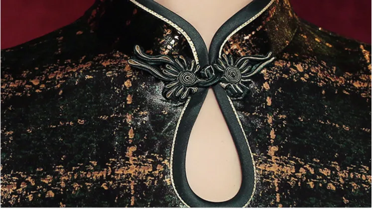 SHENG COCO дамы ретро плед бархат китайское платье платья год осень Ципао Cheongsam винтажная юбка с длиной до колена решетки Чи пao