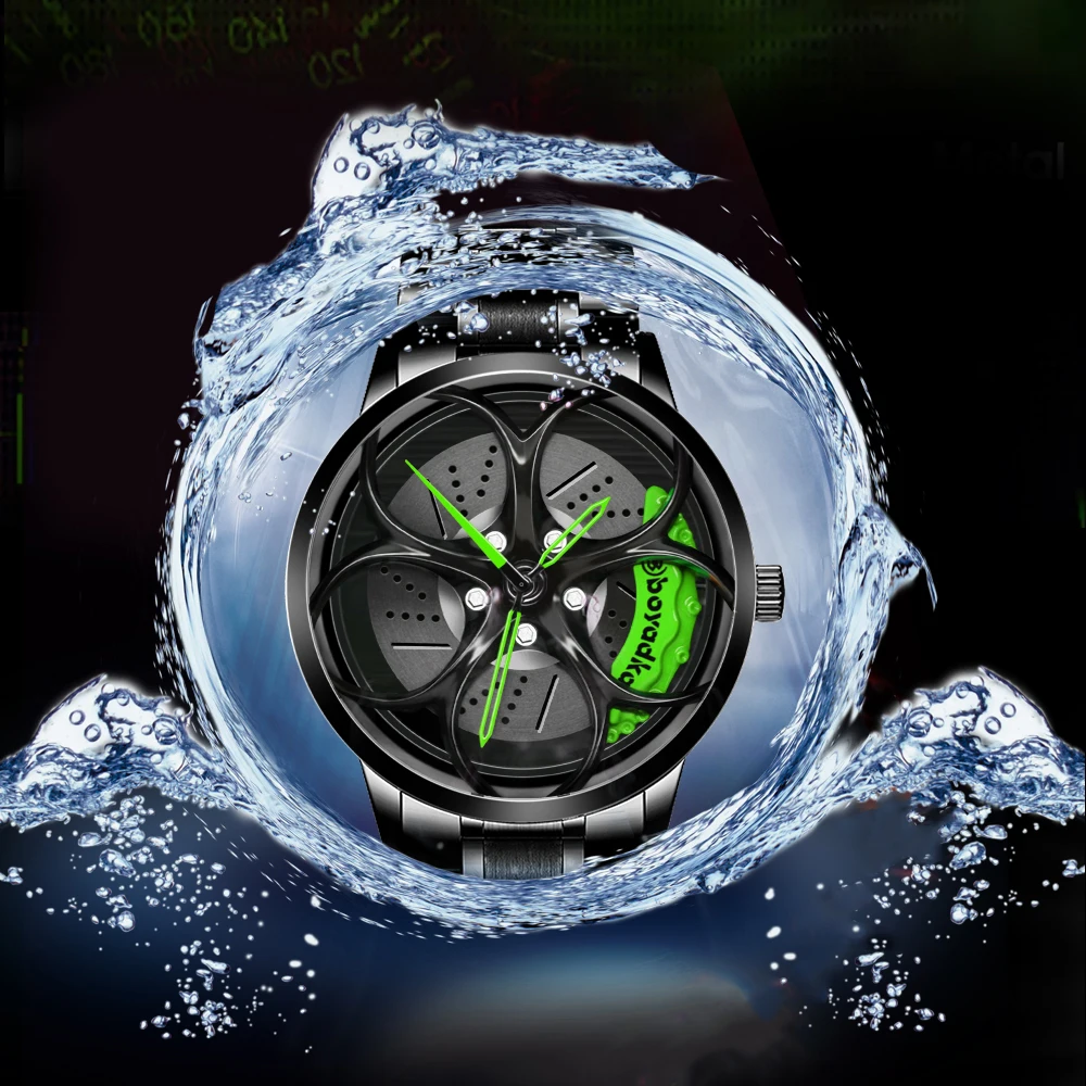 Men Auto Wheel Watch 2021 Fashion Car Wheel Waterproof Sport Watch Men's Quartz Mesh With Rim Hub Watch Run Quartz Men Watch