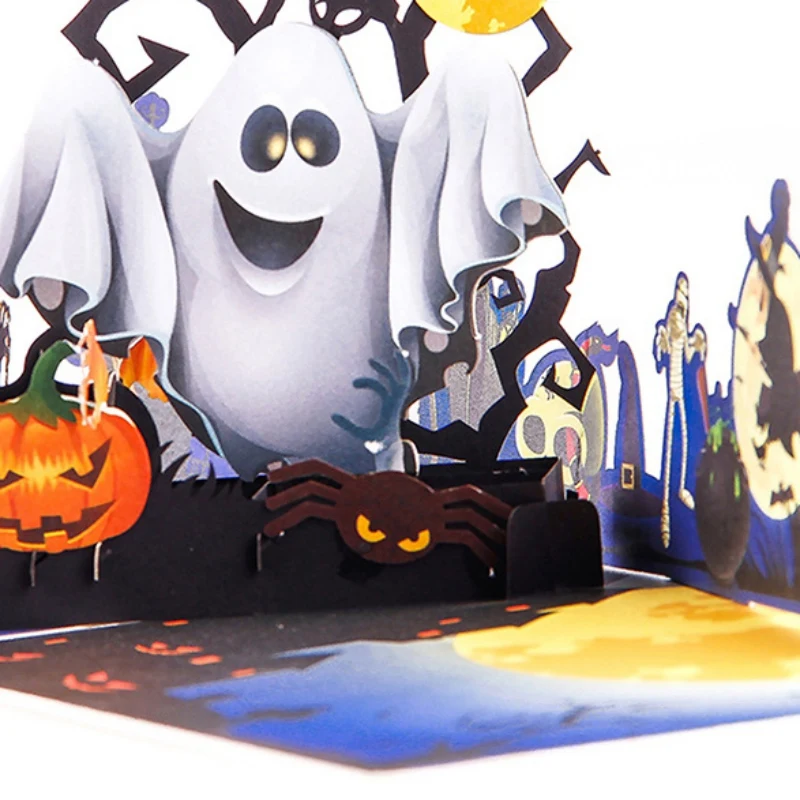  Color Printing Pumpkin And Ghost 3D Popup Halloween Card Trick Or Treat Greeting Card Invitations E - 4.00004E+12