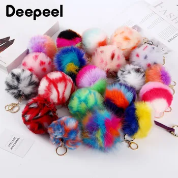 

5/10PCS Deepeel Candy Color 8cm Imitation Fox Fur Key Chain Female Fashion Bag Pendant Accessories Metal Hardware Ornaments