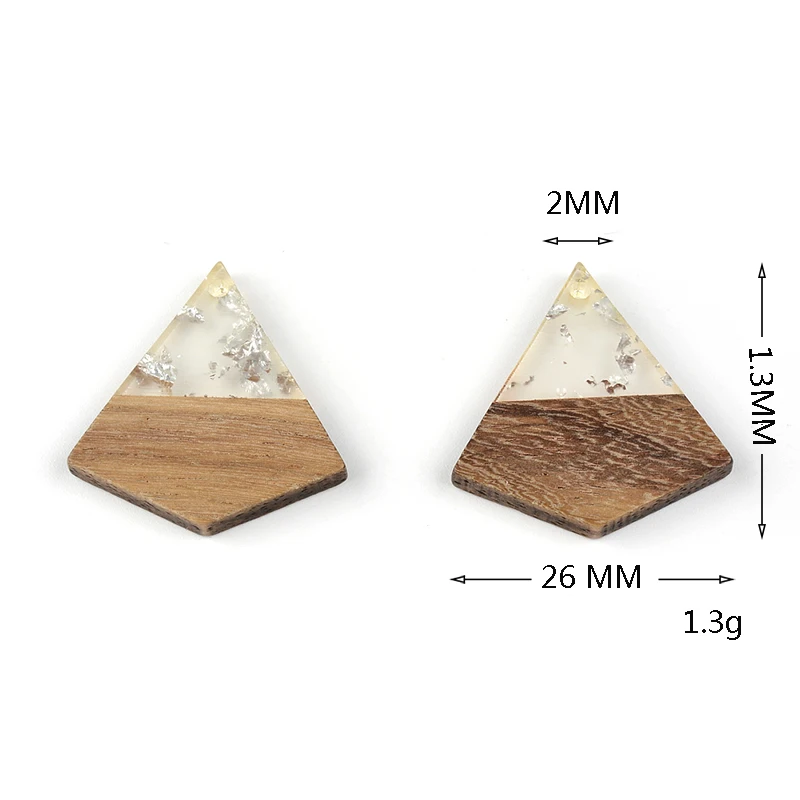 10 Pcs Jewelry Making Wood Material Irregular Drilled Semi Resin Golden Glitte DIY Jewelry Making Hand Made Earring Findings - 3