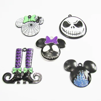 

Wholesale Newest 10pcs/lot All Enamel Ghost/ Witch shoes /Minnie Halloween Pendant For Chunky Kids Necklace
