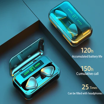 

New TWS Wireless Earphones 9D HIFI 2000mAh Charging Box Bluetooth Headphone LED Display Earbuds Headsets Sports Mini Earphone