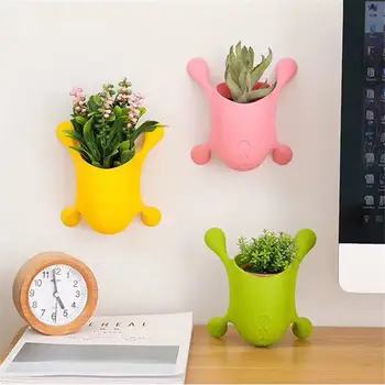 

Indoor Creative Home Decoration Flower Planter Pots Self Adhesive Wall Sticky Vase Desktop Pen Container Vertical Hanging Vases