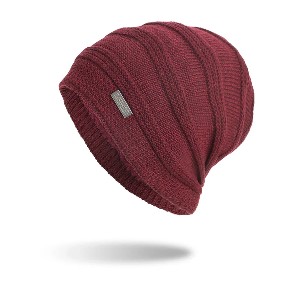 Бургундия Punansky Skullies Beanies шапка зимние теплые головные уборы для мужчин и женщин шерстяной вязаный берет бини Gorros Mujer Invierno - Цвет: Бургундия