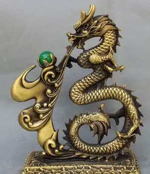 

Chinese Brass Folk Decoration FengShui Dragon Ball Statue
