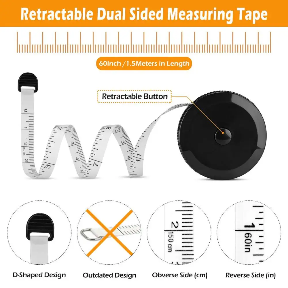 1 шт. двусторонний 150 см/60 дюймов сантиметровая лента-рулетка портативный корпус тканевая измерительная лента Линейка для шитья портной ткани ремесла