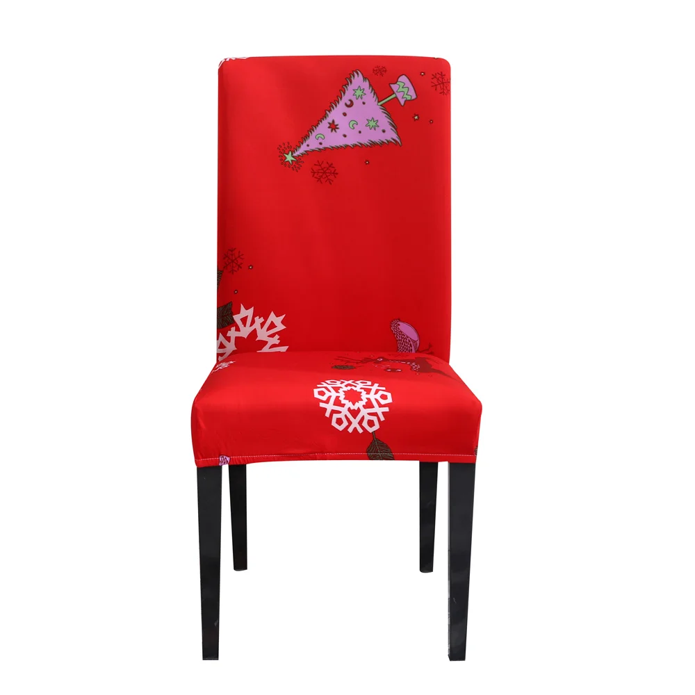 SOLEDI Polyester Fiber(Polyester) Soft Material Chair Cover Party Restaurant Removable Beautiful Restaurant Chair Cover - Цвет: Christmas Snow