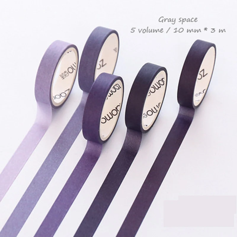 Gray space 5 шт. красочная лента washi однотонные Цвет бумажная лента для художественный журнал, для свадьбы, дня рождения, праздника, лента для декорации Washi Рождество 10 мм ширина - Цвет: Gray space