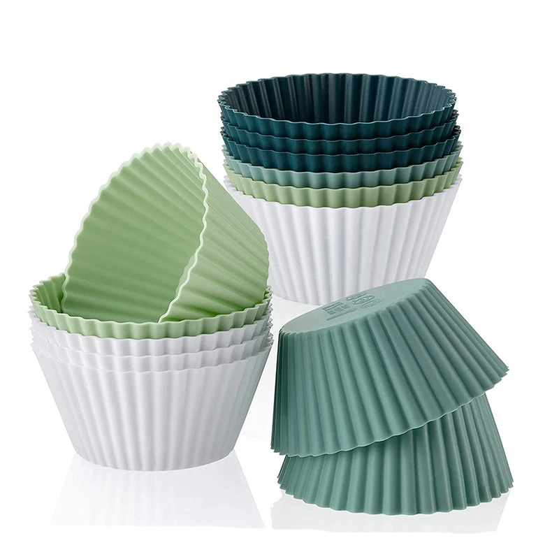 12pcs Silicone Kitchen Reusable Silicone Baking Cups Non Toxic BPA Free Dishwasher Safe Silicone