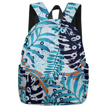 

Tropical Plant Leaves Wood Grain Background New Fashion Backpack Casual Travel Simple Backpack Men and Women Backpack