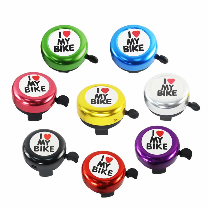 I Love My Bike KOOBOOK 2Pcs Cute Bicycle Cycling Ring Bell Heart Alarm Bike Metal Handlebar Horn