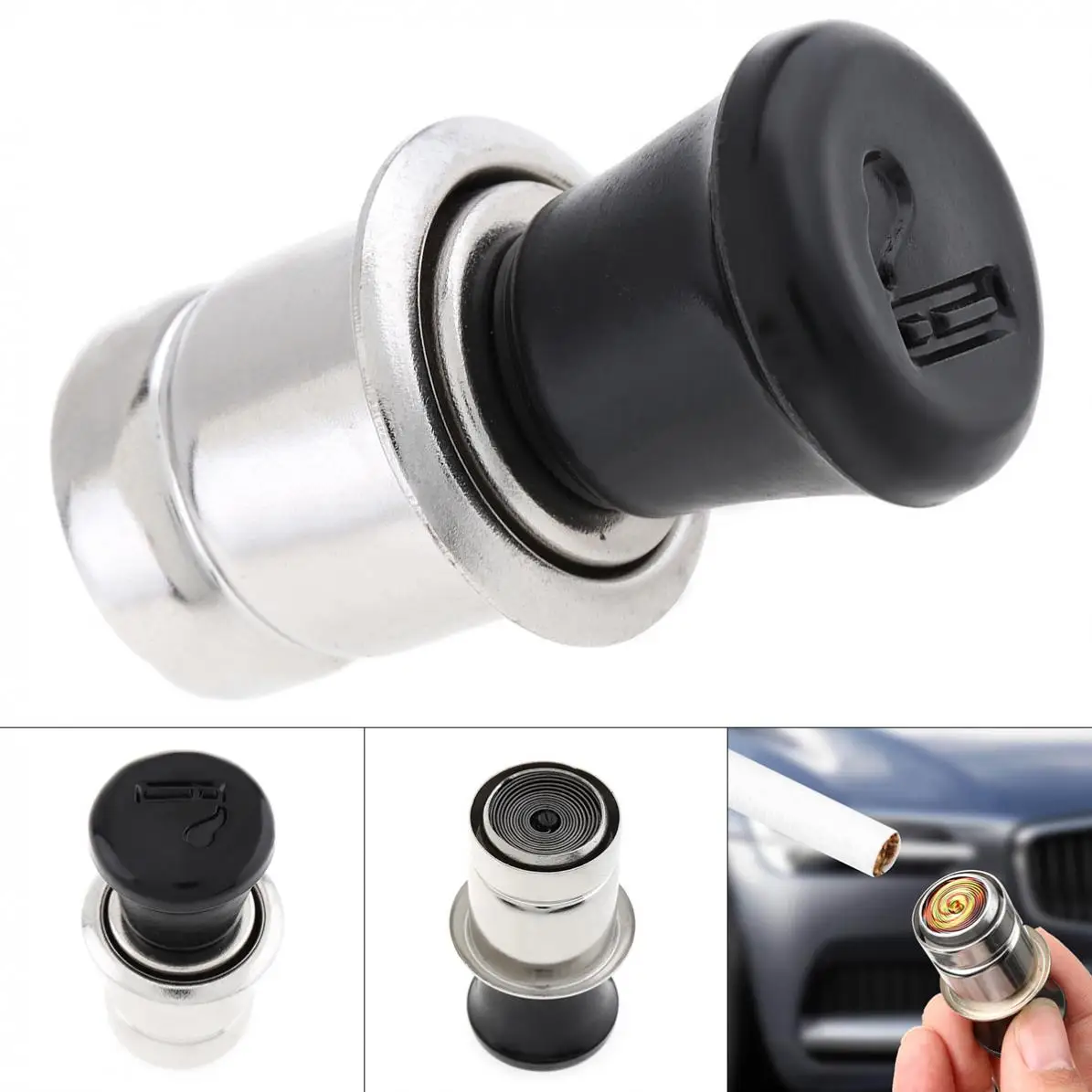 Black 12V Auto Cigarette Lighter Auto Car Power Plug Socket Output 20mm