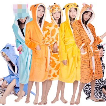 

cosplay Animal Flannel Bath Robe Sleepwear Women Men Bathrobe Nightgown Robe Winter Unisex Pikachu Deer Plush Kigurumi Pajamas