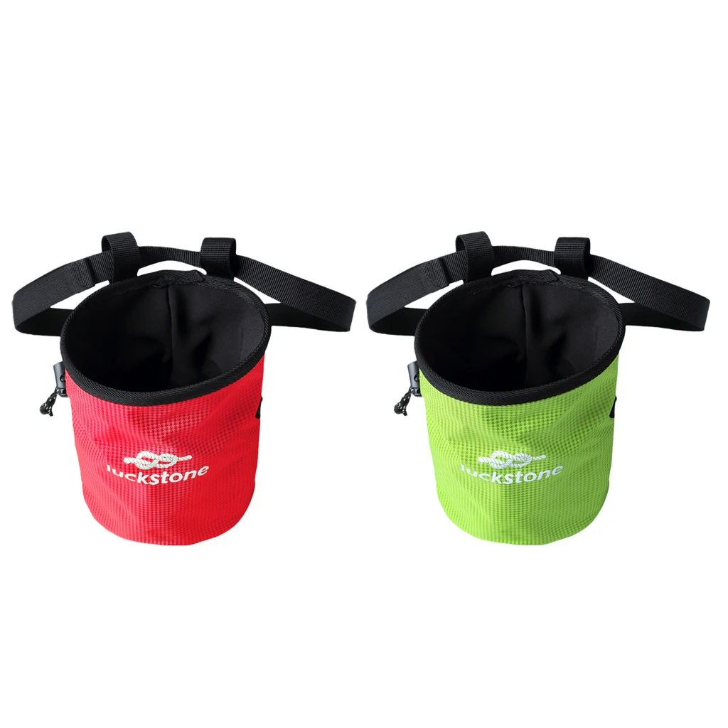 2pcs/set Green & Red Rock Climbers Outdoor Climbing Chalk Bag with Adjustable Belt & Drawstring Closure Climbing Accessories