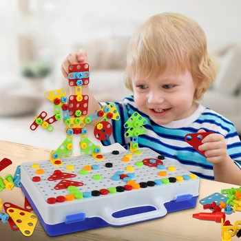 

Building House Blocks Set Assembled Electric Drill Nut Toy Match Tool DIY Model Kit Building Educational Blocks For Children Kid