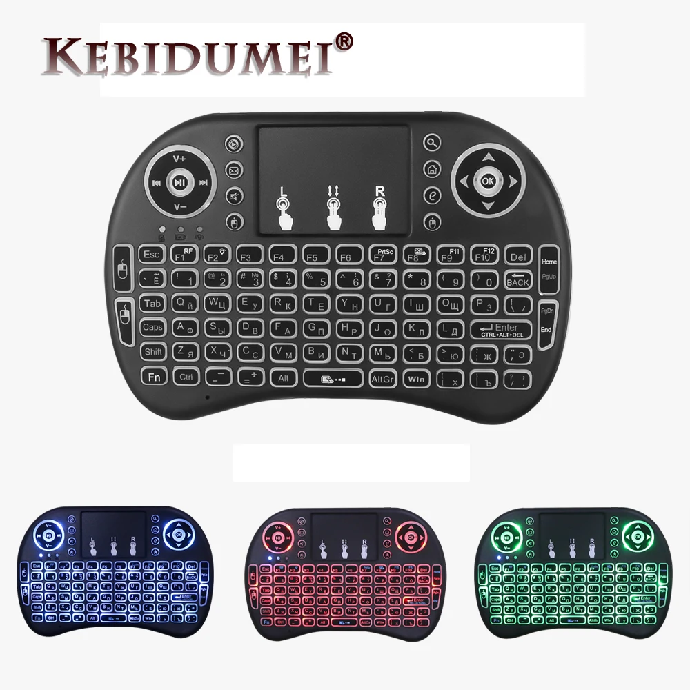 

New I8 Mini Wireless Keyboard 2.4ghz English Russian 3 Color Backlit Air Mouse With Touchpad Remote Control For Android TV Box