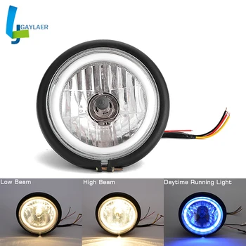 

6.5 inch LED Motorcycle Headlight Hi&Lo HeadLamp Bulb DRL With Angel Ring for Harley Sportster Cafe Racer Bobber Iron 883