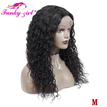 

Funky Girl Water Wave Lace Front Human Hair Wigs Density 150% Brazilian Non-Remy 13*4 Lace Front Wig With Baby Hair Middle Ratio
