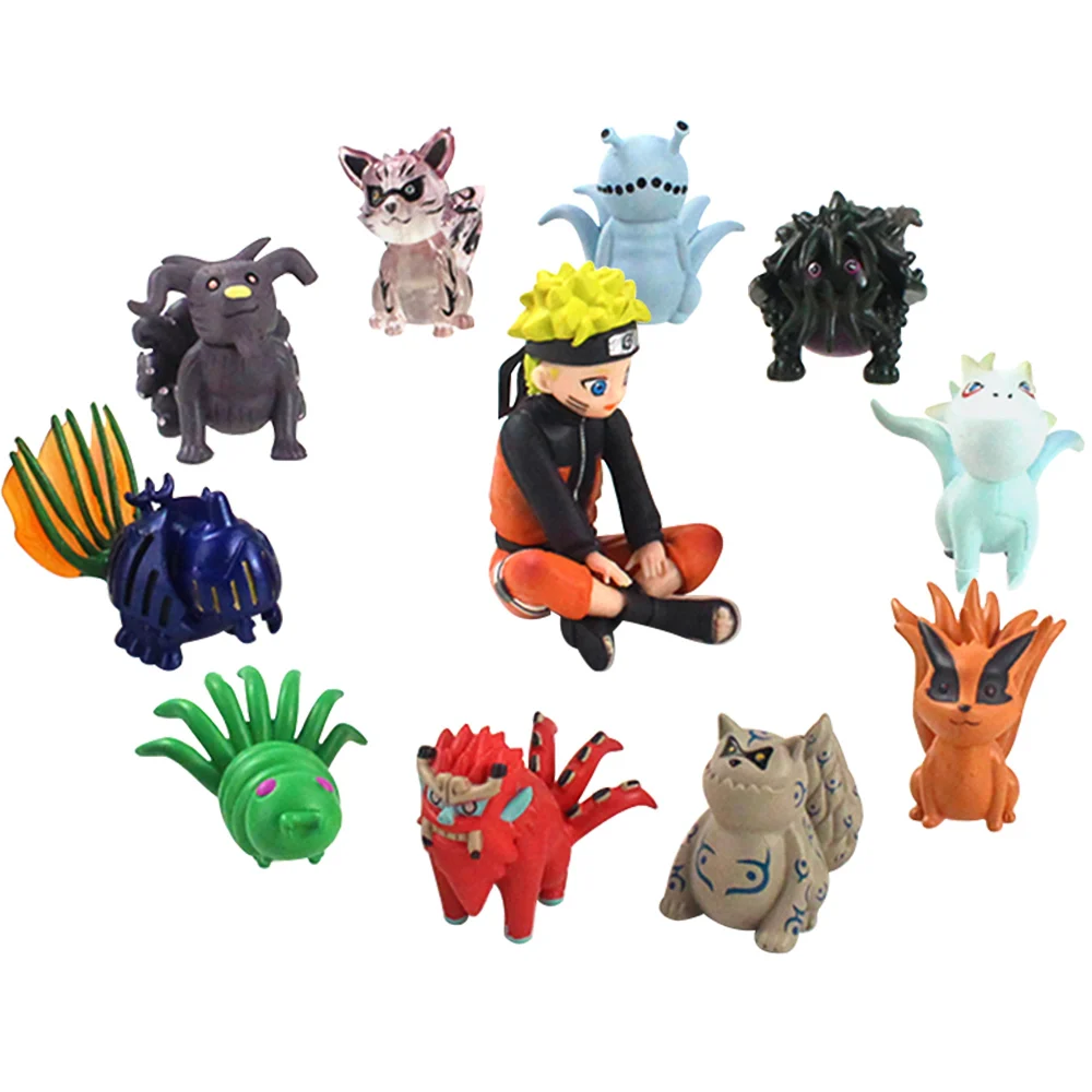 11pcs/set Naruto Shippuden Uzumaki Naruto & Bijuu Mini PVC Figure Toy New In Box