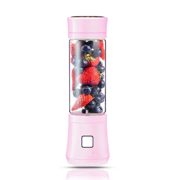 Pink High Quality 480ml USB Mini Blender Glass Bottle Juicer 6 Blades Portable Fruits Mixer Meat Grinder Juice Maker Machine - Цвет: Pink