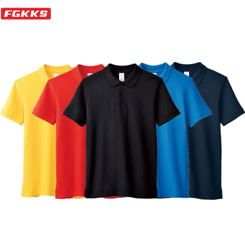 

FGKKS Brand Men Polo Shirts New Fashion Cotton Solid Color Polo Short Sleeve Quality Simple Turndown Collar Top Men's Polo Shirt