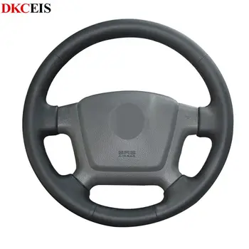 

DIY Hand-stitched Black Soft PU Leather Anti-slip Car Steering Wheel Cover for Kia Spectra Spectra5 2004-2009 Cerato 2005-2012