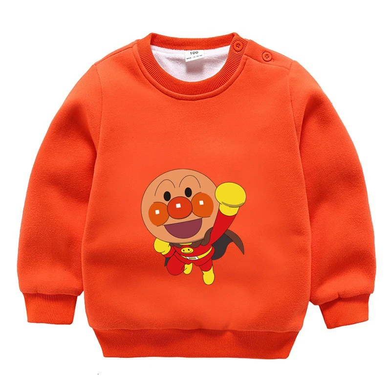 От 3 до 9 лет аниме Anpanman плюс бархатный свитер для мальчиков и девочек смешной Сращивание Цвет ребенок o-образным вырезом Топы Дети мультфильм ребенок - Цвет: as picture